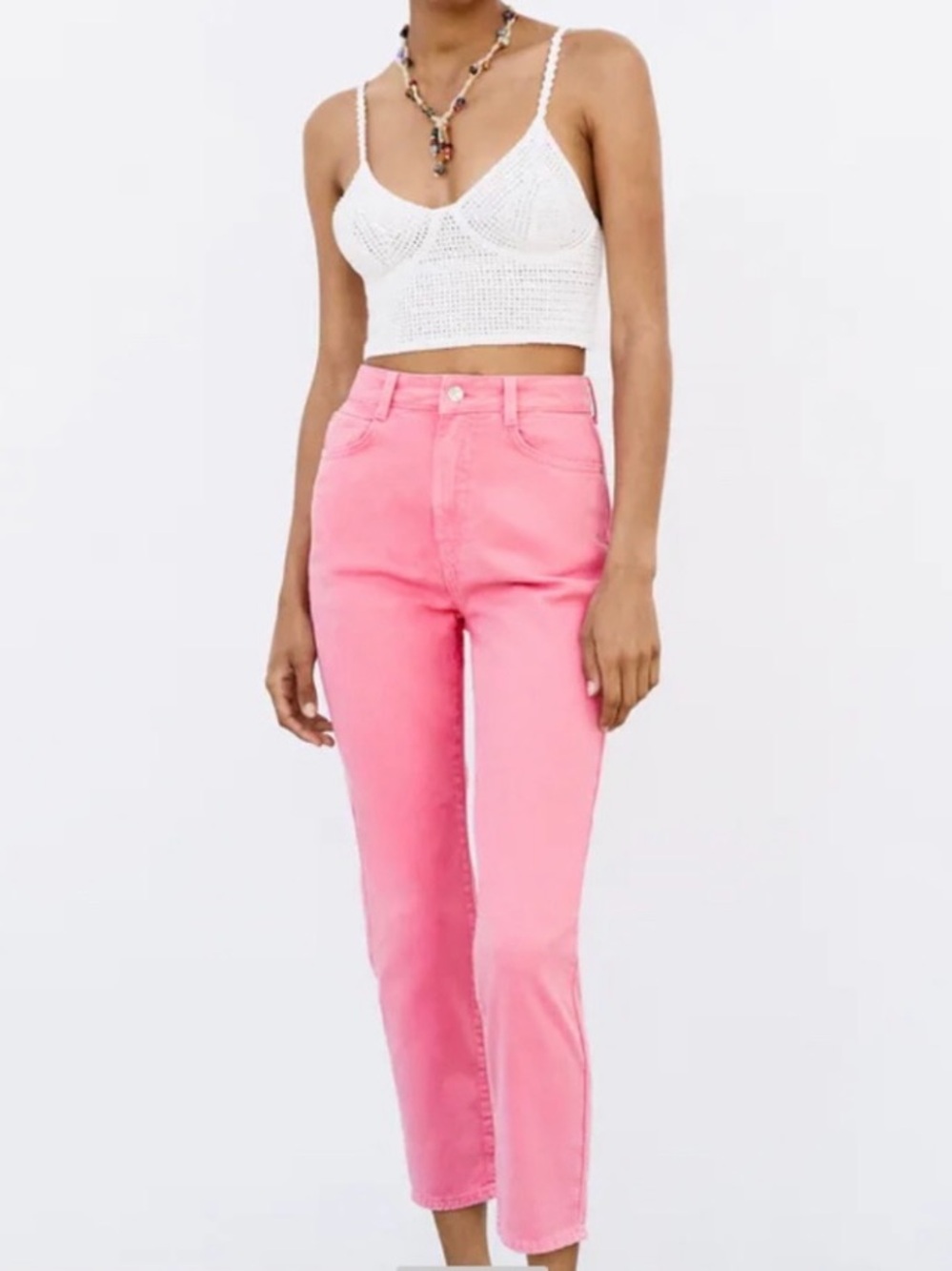 Zara Mom Fit High-Rise Jeans in Pink — Size 8 (EUR 40)